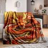 1Pc Golden Dragon Clouds Flannel Blanket, Soft And Comfortable, Casual Warm, Camping Travel, Christmas, Halloween Xmas Gift. G1284