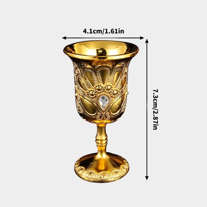 Small Goblet Chalices Retro Metal Wine Cup for Wedding Whiskeys Medieval European Style Embossed Drinking Cups Gift
