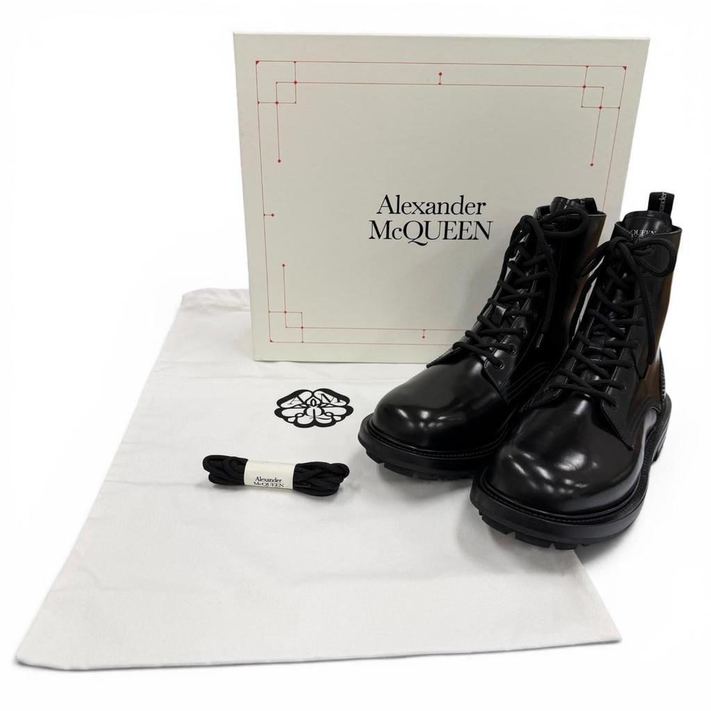 Excellent Alexander McQueen boots Lace up black leather mens 40 683569 Used