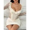 Sexy Lace Long-Sleeved Halter Top Fashion Sexy Lace Lace Long Sleeve Spaghetti-Strap Female