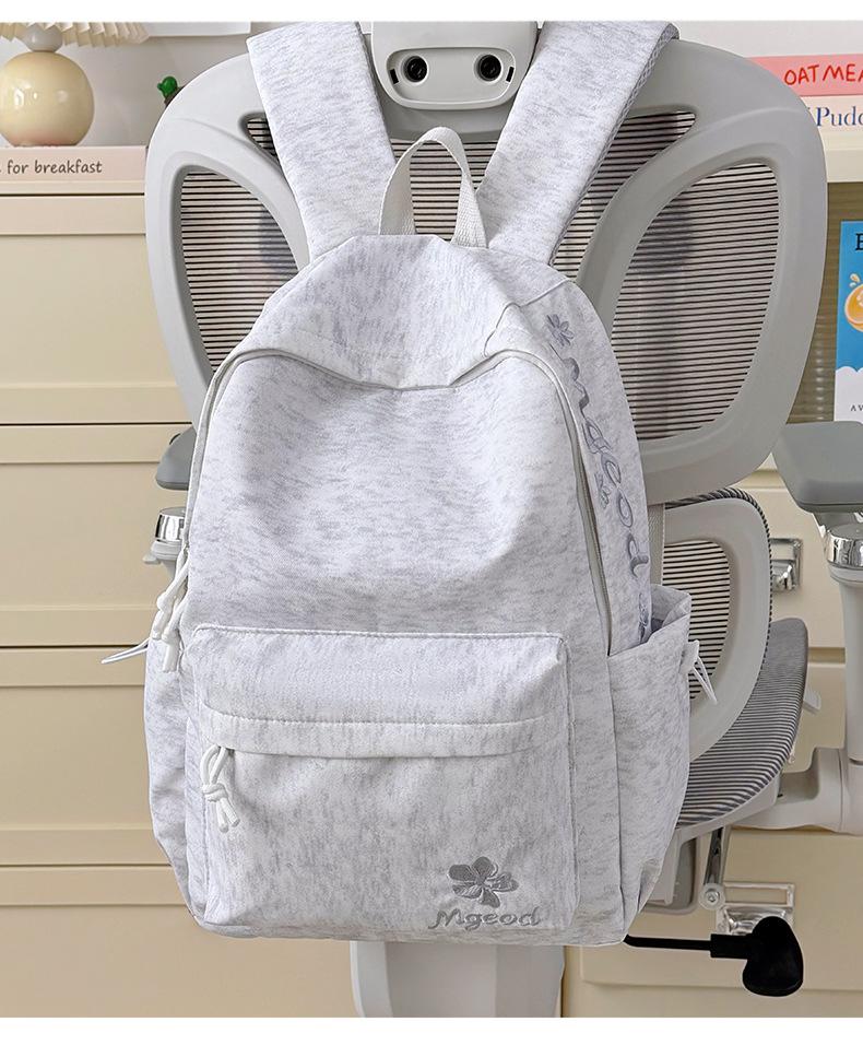 Schoolbag Milk Sweet Youth Vitality Letter Embroidered Backpack Female Junior High School Student School Bag Multi-compartment Casual Versatile 