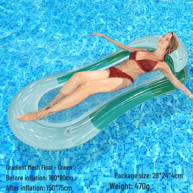Tumbona Flotante Inflable Plegable Transfronteriza con Respaldo y Malla