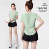 Plus Size Quick-Dry Loose Fit Yoga & Sports Suit: Elastic Short Sleeve T-Shirt & Shorts