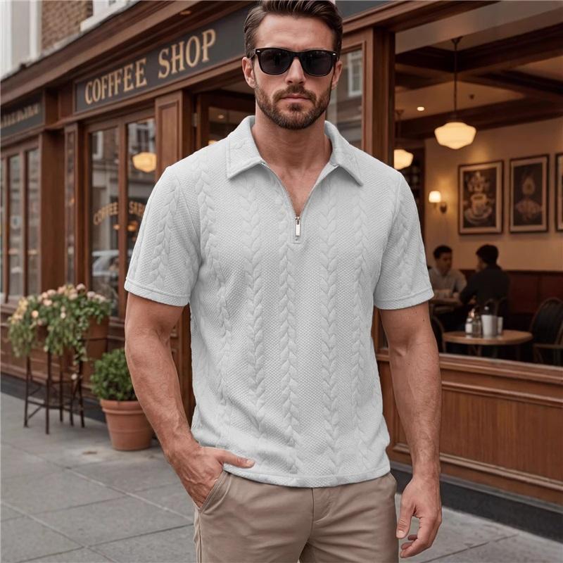 Men's Polo Shirt New Summer Short Sleeve Casual Solid Color Turn-down Collar Tee Loose Fit Tops