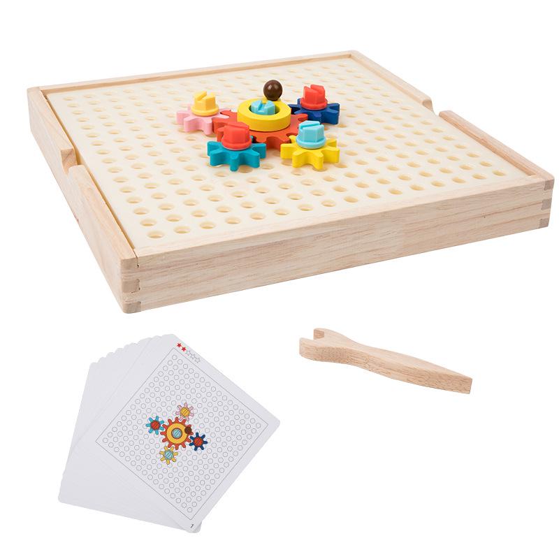 Creative Colorful Gear Mushroom Wooden Puzzle for Kids - Early Education Jigsaw