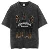 Men Gothic T-shirts  Streetwear Letter Dog Printed Punk Tops Summer Vintage Washed Oversized Short Sleeve T Shirts