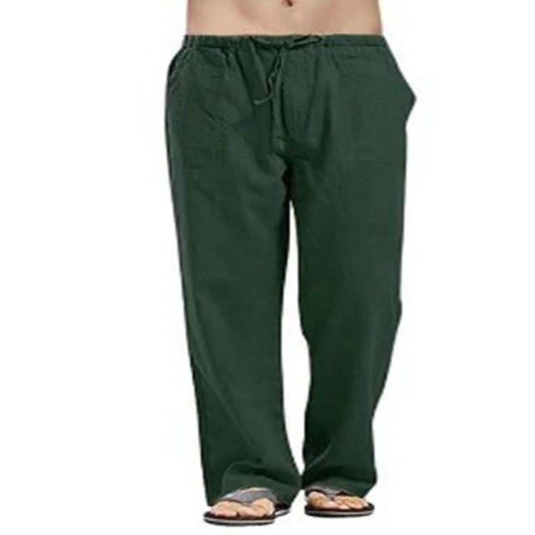 Men Linen Wide Leg Back Pocket Pants Summer Fashion Female Solid Male Streetwear Loose Trousers