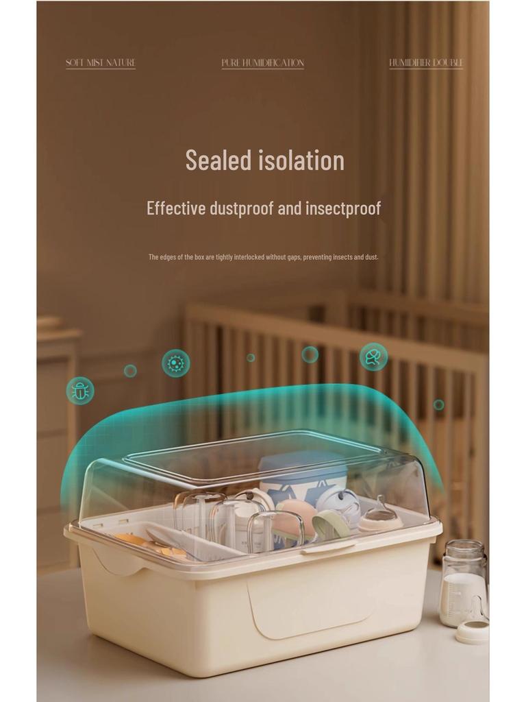 Cutlery & Bottle Drying Rack with Dustproof Lid for Baby Utensils