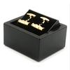 Black Plastic Swivel Cuff Links Box Cufflinks Holder Storage Case Display