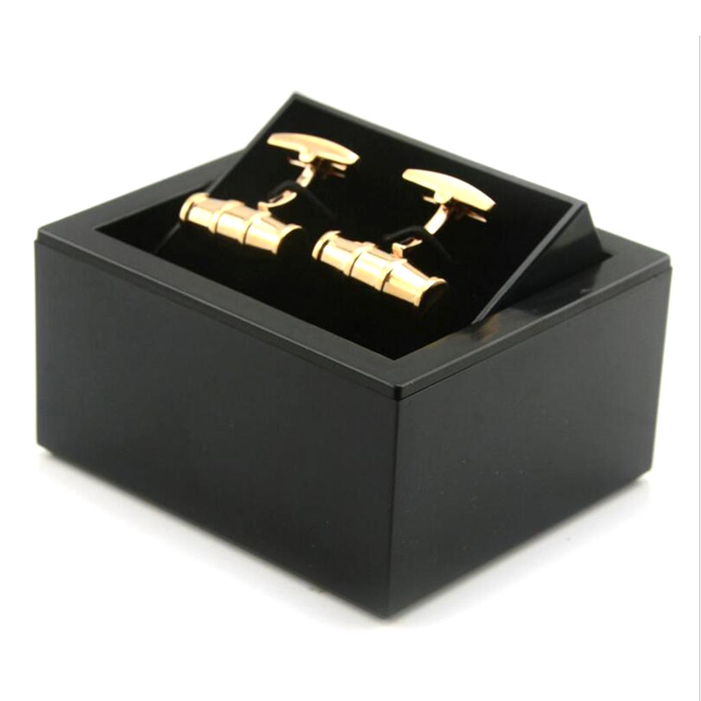 Black Plastic Swivel Cuff Links Box Cufflinks Holder Storage Case Display