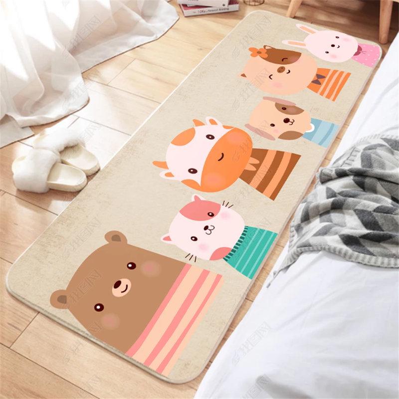 Modern Cartoon Bedside and End-of-Bed Carpet – Long Strip Floor Mat for Bedroom and Living Room