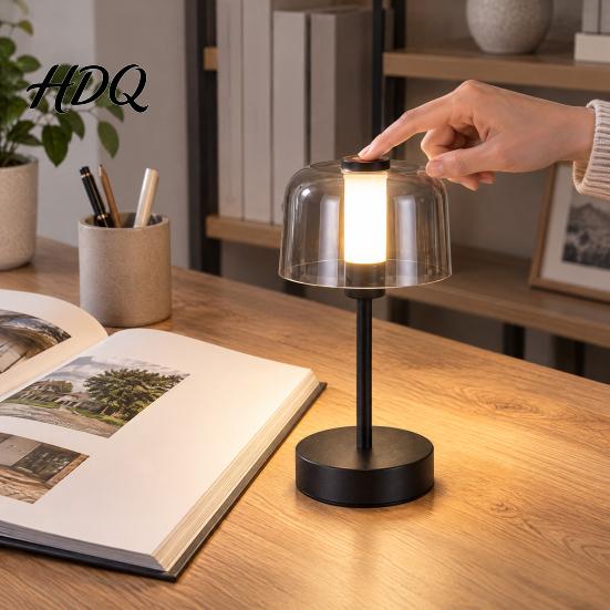 Outdoor Dining Table Light Cordless LED Lamp Portable Rechargeable Desk with Handle Stepless Dimming Nightstand Lamp Touch Control Modern Minimalist