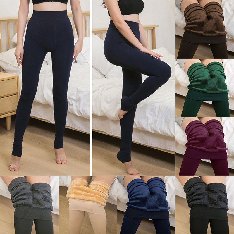 Women Winter Thick Warm Fleece Lined Thermal Stretchy Skinny Leggings Pants For Cozy Cold Days
