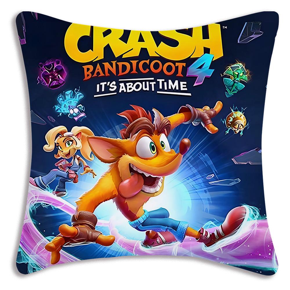 Cartoon Game Crashs Bandicoot Pillow Covers Cartoon Sofa Decorative Home Double-Sided Printing Short Plush Cute Cushion Cover