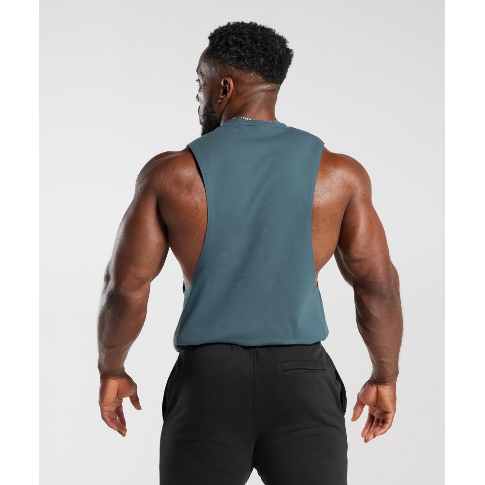 Gymshark React Drop Arm Tank Denim Teal A2a8o Tbj1