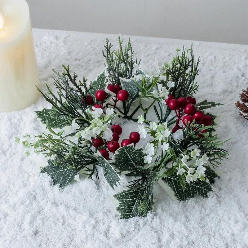 Kranz Kerzenhalter Kerzen Girlande Mittelstück Dekoration, Weihnachts Adventskranz Exquisite Künstliche Kerzenringe Kränze