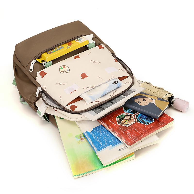 Women's Contrast Color Stitching Backpack Junior High School Student Schoolbag Lightweight Backpack