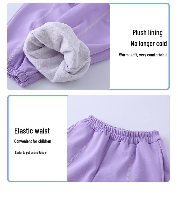Kids' Autumn/Winter Hoodie & Sweatpants Set: Fleece-Lined Pullover for Boys & Girls