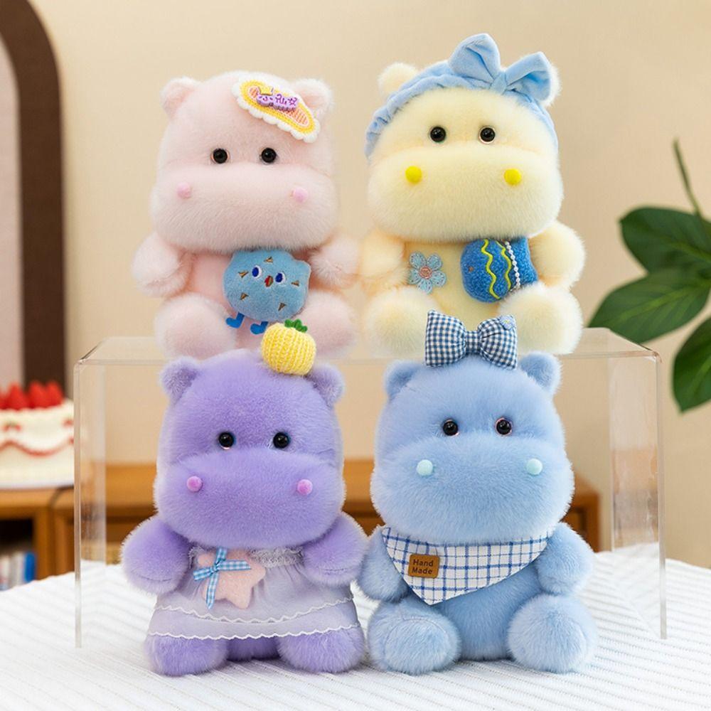 Stuffed Animal Hippos Plush Keychain PP Cotton Purple Hippos Plush Toy Backpack Decoration