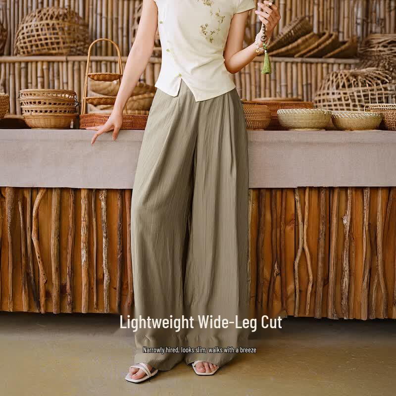 Women's New Chinese Style Ink Wash Print Wide-Leg Pants