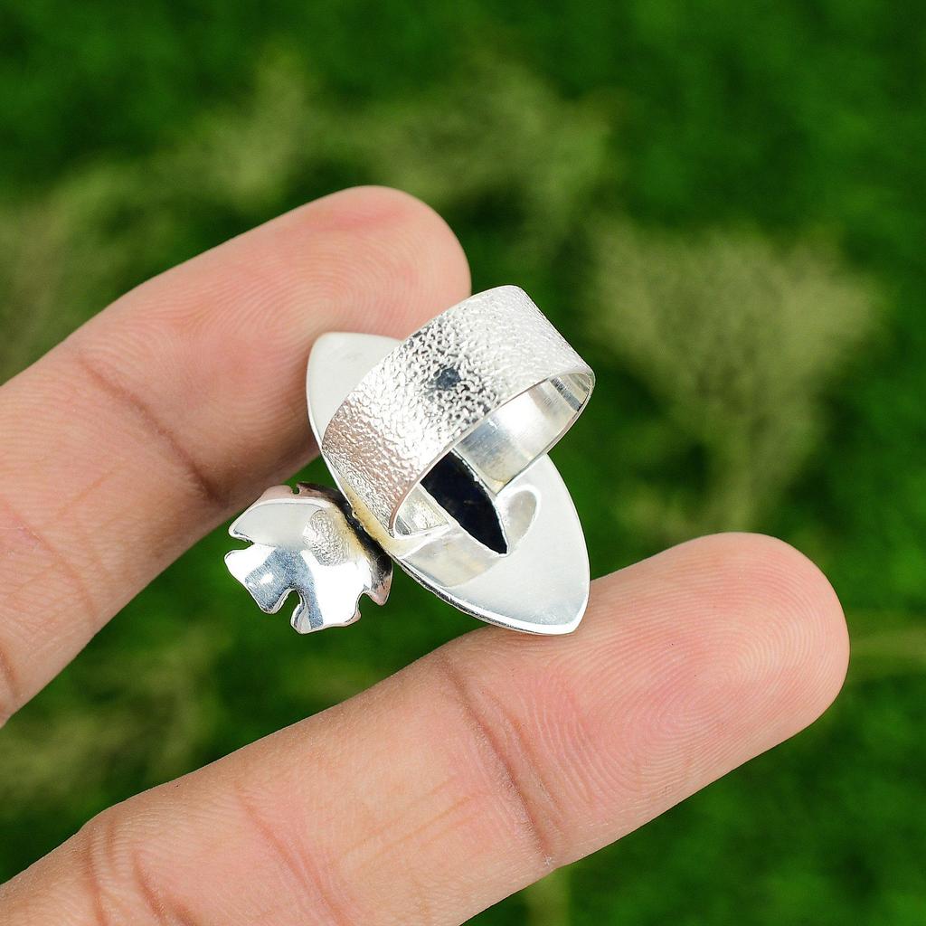 Wedding Gift For Her 925 Silver Natural Sodalite Stackable Flower Ring Size 7