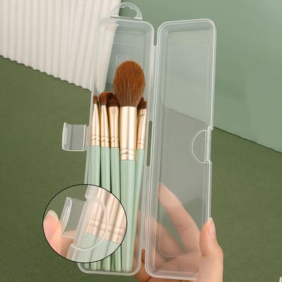 Transparent Flip Portable Storage Box Eyebrow Pencil Toothbrush Storage Box Travel Makeup Brush Storage Container