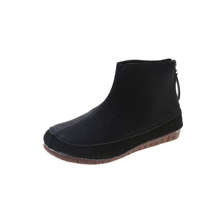 

Короткие ботинки из мягкой кожи для женщин 2024 года, осень-зима, новые ретро-туфли с круглым носком и плоским дном для мам, модные ботинки для женщин 40