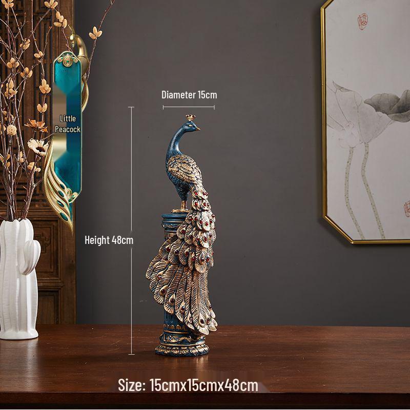 

European Peacock Figurines: Elegant Home Décor for TV & Wine Cabinets, Entrance Hall Luxury, Perfect Housewarming Gift