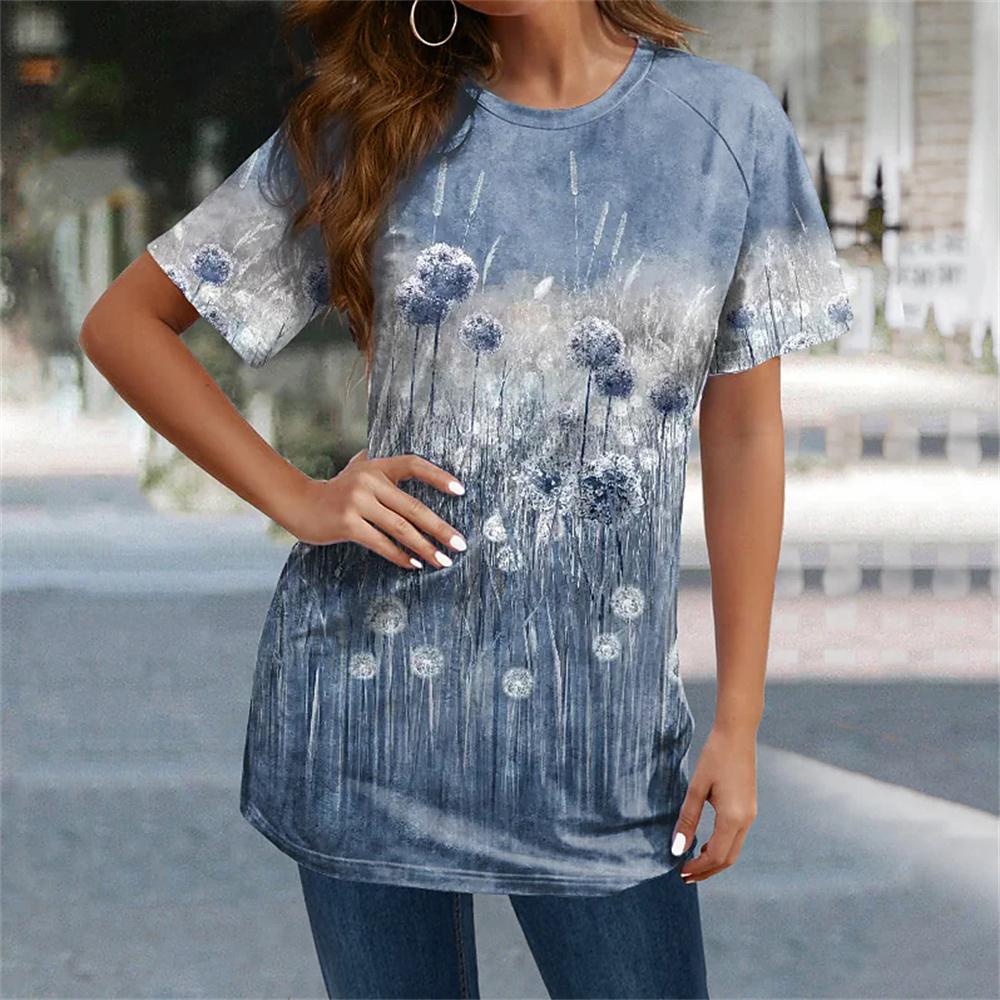 Summer Women's Tee Harajuku 3D Printed T-Shirts O-Neck Casual Blouses Everyday Pullovers Female T-Shirt Designs Streetwear