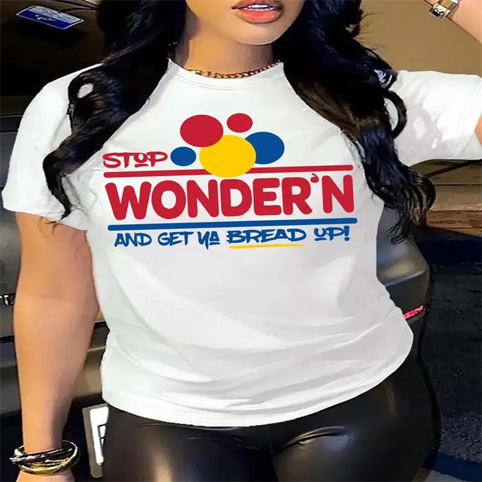 Summer Round Neck Printed Top Fashionable Casual Cute Short Sleeved Women's Pure Cotton T-shirts