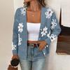 2025 Autumn Winter New European and American Flower Jacquard Pattern Button Front Closure Cardigan Long-sleeved Women's Clothing