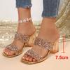 Fashion Gold Silver Sequins High Heels Sandals Women Summer Fashion Square Toe Transparent Heel Slippers Woman Bling Banquet Party Shoes