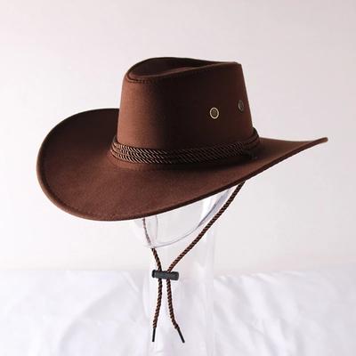Western Cowboyhut Vintage Breitkrempig, Sonnenschutz Outdoor-Hut zum Reiten Camping Wandern, Einfarbiger Jazz-Beckenhut