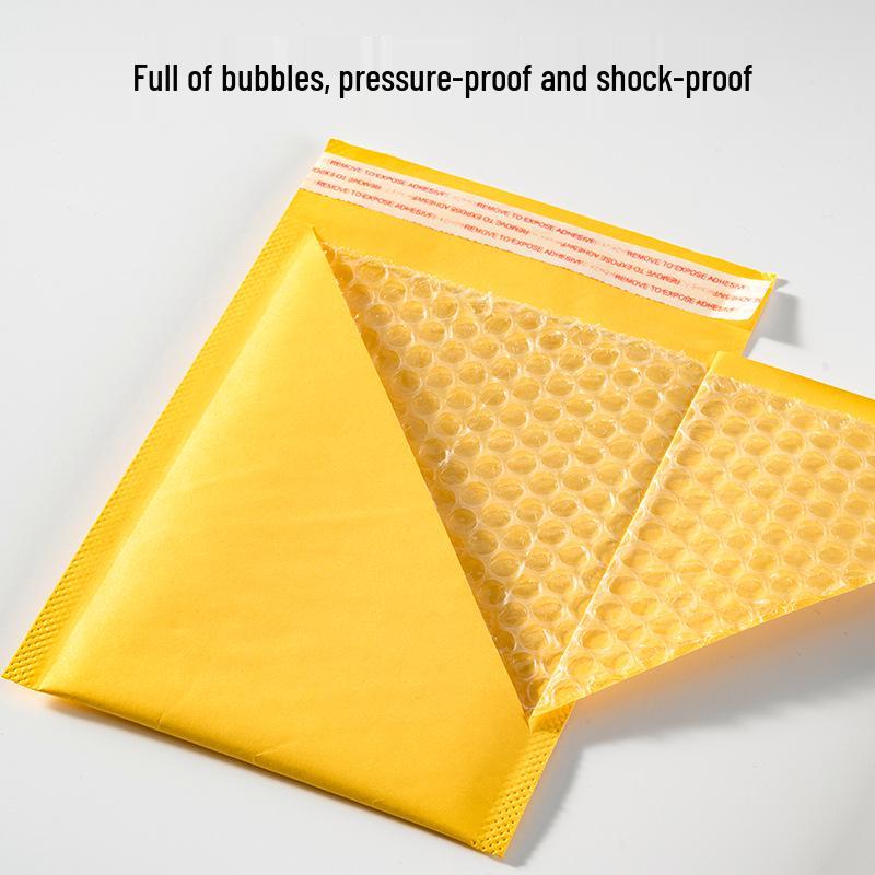 Yellow Kraft Bubble Mailer: Waterproof, Shockproof Clothing Express Bag & Foam Envelope for Secure Logistics Packaging.
