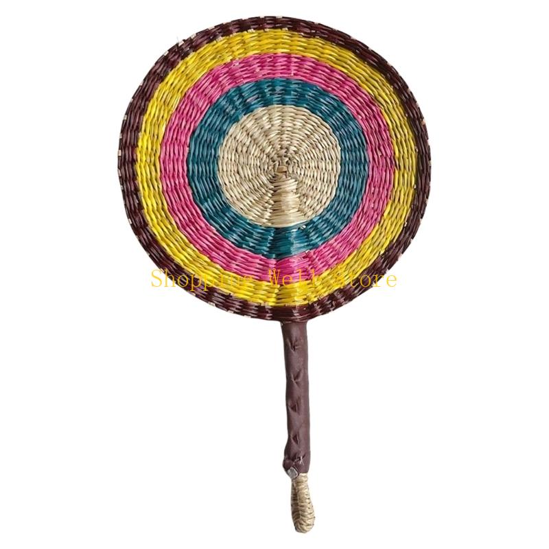 KX4B Large Summer Handheld Fan Seagrasses Handmade Woven Fan Natural Decorative Fan