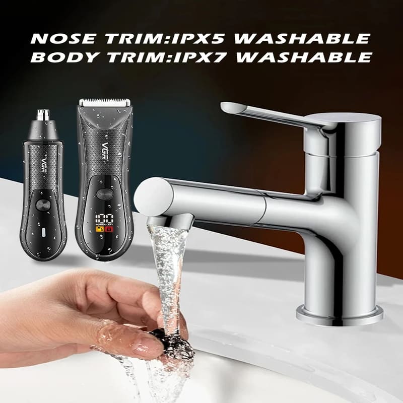 New Electric Body Hair Trimmer Full Body Washable Stainless Steel Men's Universal Shaving LCD Digital Display  Nose Hair Trimmer  Safe Trimming