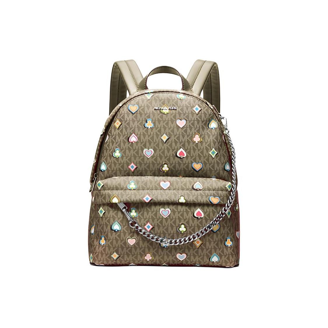 Michael Kors MK Slater Printed Signature Design Canvas Backpack Medium Women backpacks Olive 35F5S04B6I-OLIVE Basic Set BagDust Bag 21900₽