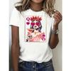 A Women'S Casual Pure Loose T-Shirt with Trendy Printing, Round Neck, Short Sleeves, Comfortable And Breathable