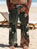 Casual men's printed loose straight trousers vacation beach pants men's European and American breathable