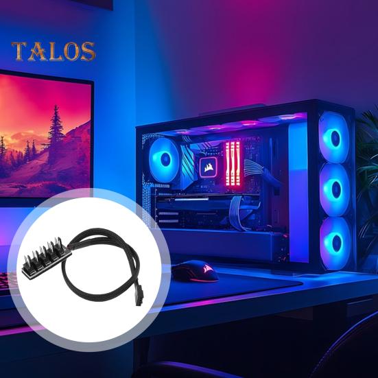 Fläkthubb Splitter Flätad Kabel Universell Passform Enkel Installation Intelligent 4-Pin PWM CPU Kylfläkt Splitter Hub Adapter