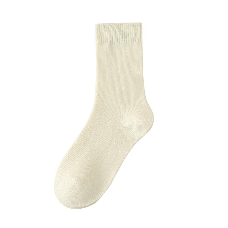 Women's Mid-calf Spring and Autumn Thick Cotton Socks, White Retro Autumn and Winter Loose Long Calf Pile Socks, Women's Long Socks
