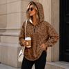 Women's Lightweight Hoodie Leopard Print Sweatshirt Pullover No Pockets