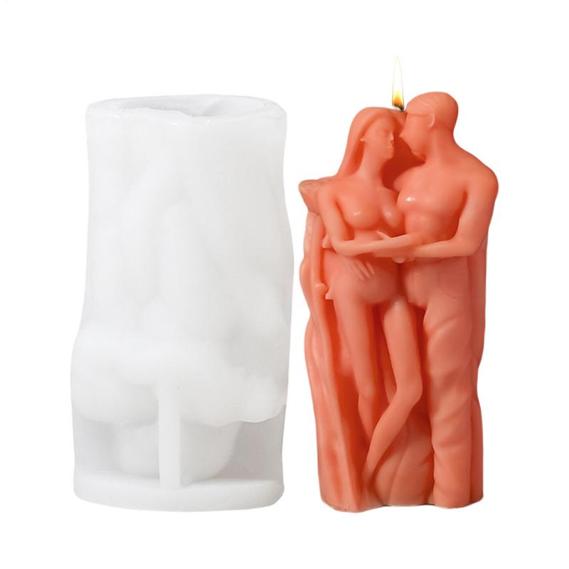 3D Valentine's Day Rose Lover Candle Silicone Mold Kiss Couple Gypsum Molds Aromatherapy Gypsum Mold Chocolate Cake Baking Decor