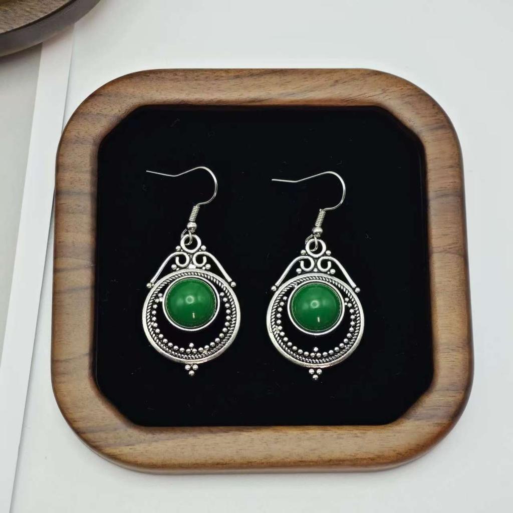Bohemian Pop Round Vintage Long Earrings Fashion Creative Bells Turquoise Black Earrings Women