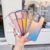 KEYSION Fashion Laser Gradient Colorful Phone Case for iPhone 16 Pro Max Soft TPU+PC Shockproof Back Cover for iPhone 16 Plus