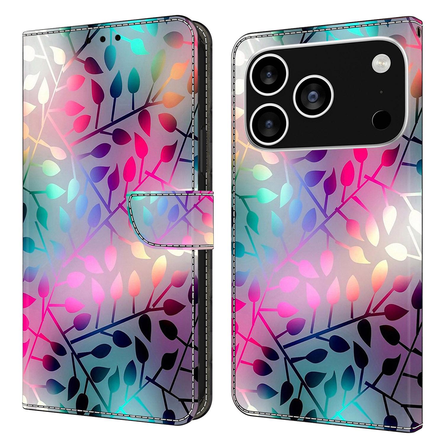 

Чехол для iPhone 17 Pro с магнитной застежкой, 3D-узором, кожаный кошелек-чехол для телефона Maple Leaf