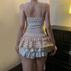 Japanese Sweet Vest Women Clothing Vintage Striped Sleeveless Tees Fashion Summer Camis Ruffles Slim Fit Vintage Tank Ropa Mujer