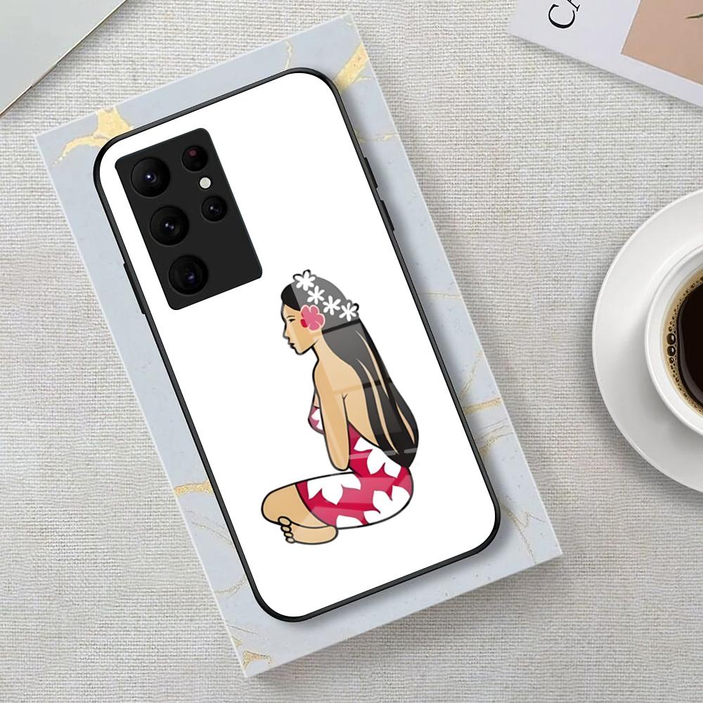 H-Hinano Tahiti Girl Beach Phone Case For Samsung S26 S25 Edge Ultra 23 22 21 20 Ultra Plus S24 Fe Glass Cover