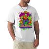 Toxischer Cartoon-Abenteurer-Kreuzritter Weißes T-Shirt All-Match-Print Kurzarm-Oberteil