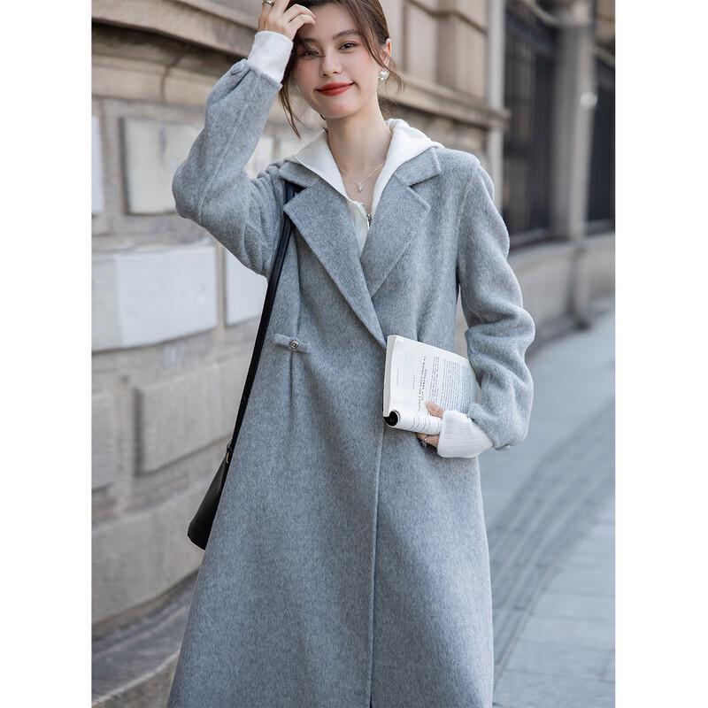 Mokana Women's Hepburn Style Merino Wool Double-sided Coat MKNJD2987